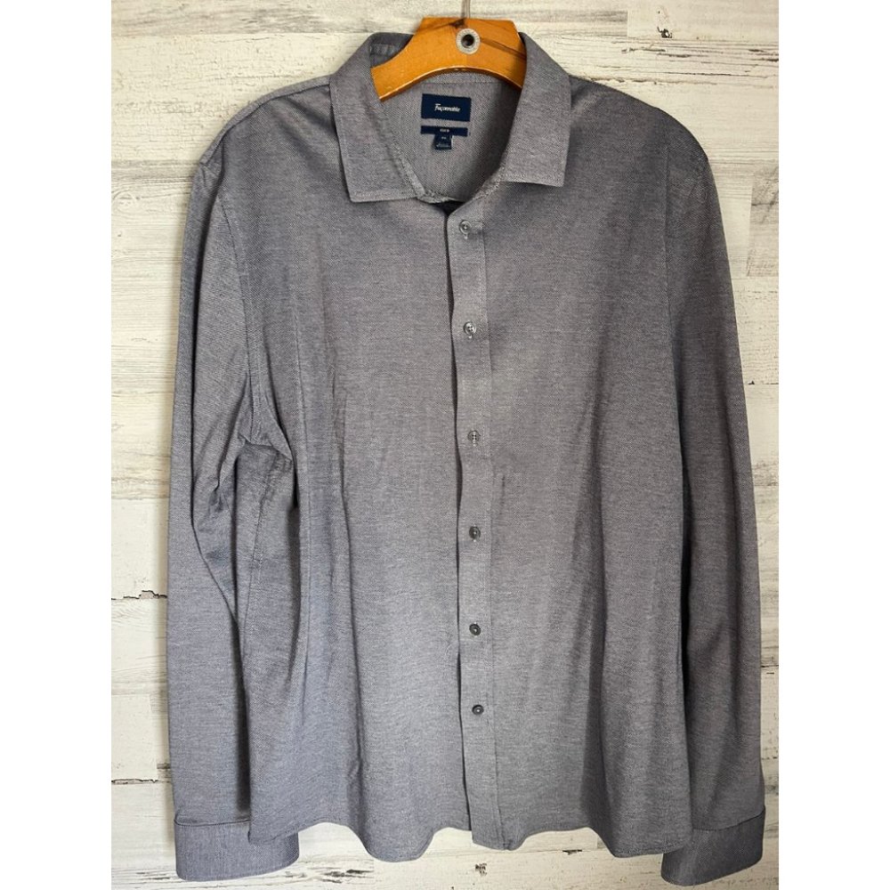 Façonnable Button Up Shirts Mens XL Blue 100% Cotton Club Casual Long Sleeve